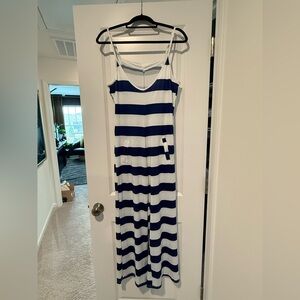 Blue and White Striped Romper